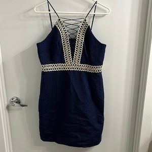 Lilly Pulitzer navy and gold dress